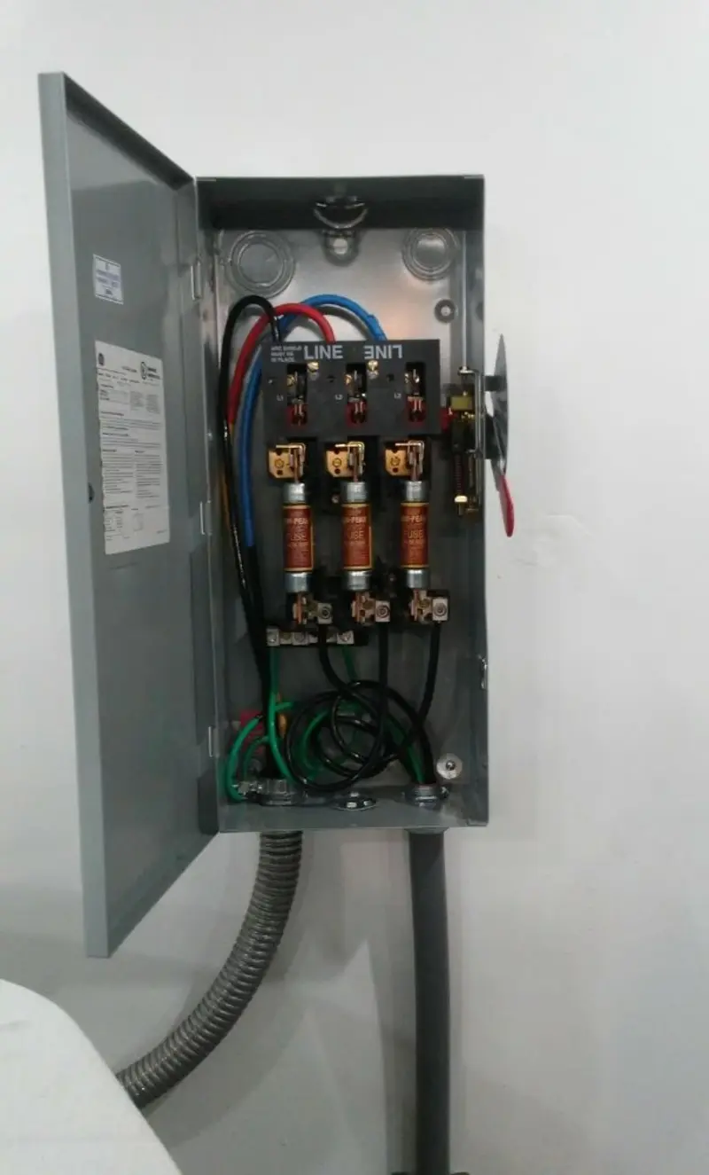 Three-phase disconnect switch installed for Electrical Wiring & Rewiring in Woodland Park